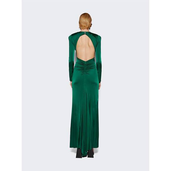 NEW VICTORIA BECKHAM heavy shine jersey long dress in viridian - Picture 3 of 3